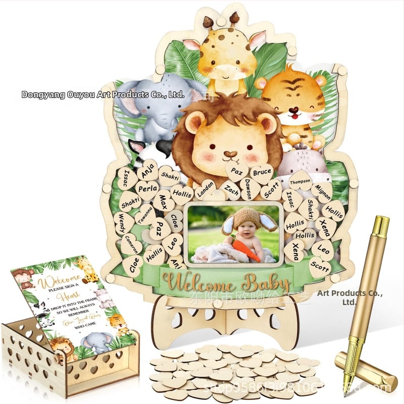 Βιβλίο επισκεπτών πάρτυ απόκρυψης φύλου με θεματικό αρκούδας πλαίσιο φωτογραφίας υπερήχων πεταλούδας – Boxwood, εκτύπωση