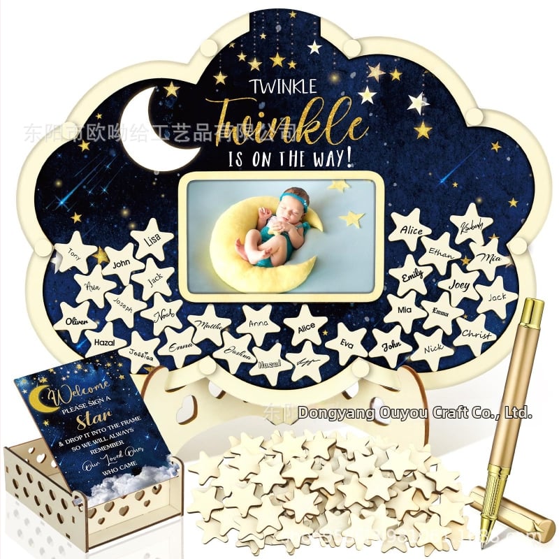 Βιβλίο επισκεπτών πάρτυ απόκρυψης φύλου με θεματικό αρκούδας πλαίσιο φωτογραφίας υπερήχων πεταλούδας – Boxwood, εκτύπωση