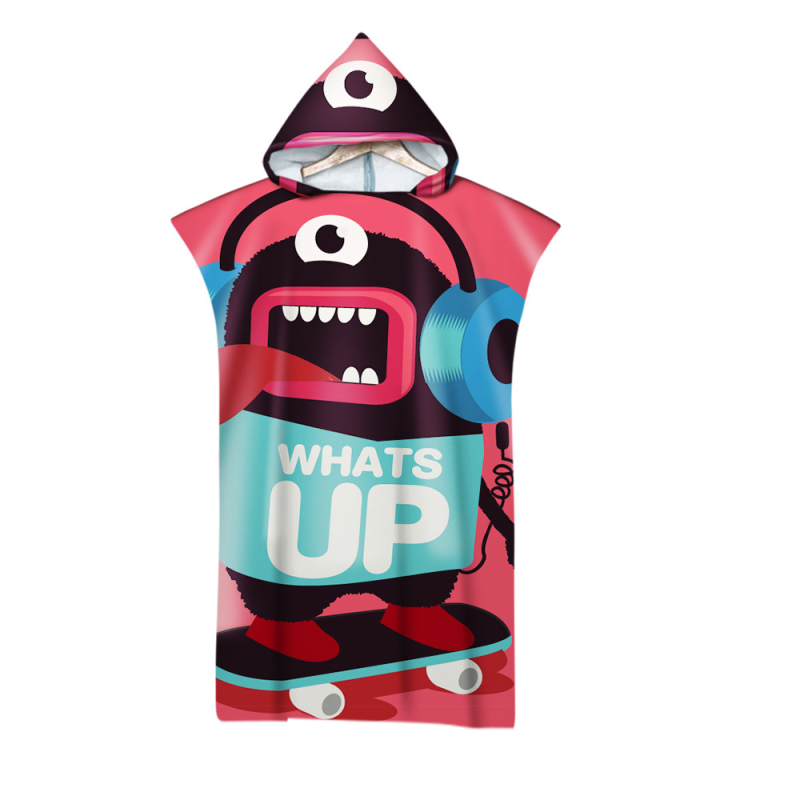 Kapučių vonios rankšluostis su 3D skaitmenine spauda, mikropluoštas, 180 g, pritaikomas apdorojimas