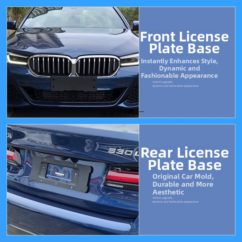 BMW 5 Series predná a zadná základňa na poznávaciu značku so držiakmi a GT rámom