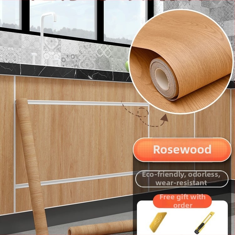 Самозалепващ стикер с дървесен модел за обновяване на мебели, водоустойчив PVC, 1 брой, за спалня (гардероби и шкафове), модел 21951648613