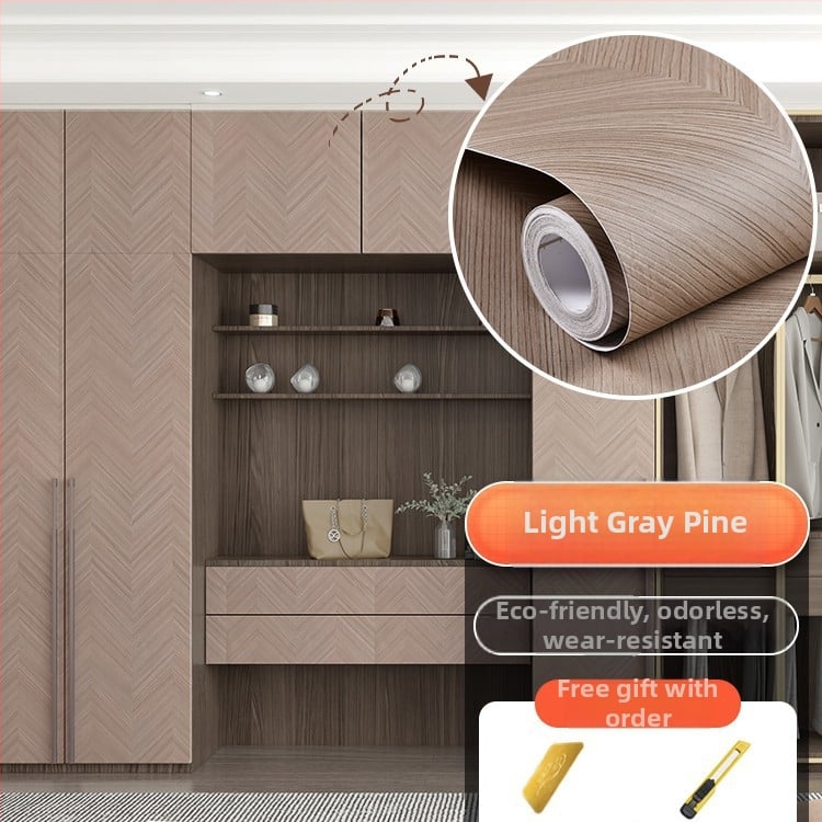Самозалепващ стикер с дървесен модел за обновяване на мебели, водоустойчив PVC, 1 брой, за спалня (гардероби и шкафове), модел 21951648613
