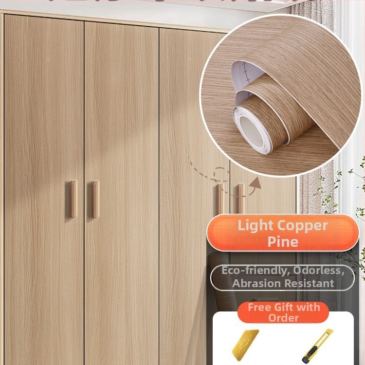 Самозалепващ стикер с дървесен модел за обновяване на мебели, водоустойчив PVC, 1 брой, за спалня (гардероби и шкафове), модел 21951648613