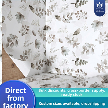 Гардеробен влагоустойчив против мухъл самозалепващ стикер с растителен мотив (PVC, 1 бр., стил френски, плосък стенен стикер; подходящ за всекидневна, спалня, кабинет, кухня и баня)