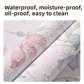 Гардеробен влагоустойчив против мухъл самозалепващ стикер с растителен мотив (PVC, 1 бр., стил френски, плосък стенен стикер; подходящ за всекидневна, спалня, кабинет, кухня и баня)