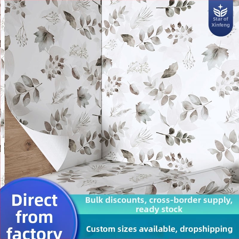 Гардеробен влагоустойчив против мухъл самозалепващ стикер с растителен мотив (PVC, 1 бр., стил френски, плосък стенен стикер; подходящ за всекидневна, спалня, кабинет, кухня и баня)