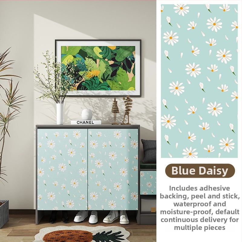 Гардеробен влагоустойчив против мухъл самозалепващ стикер с растителен мотив (PVC, 1 бр., стил френски, плосък стенен стикер; подходящ за всекидневна, спалня, кабинет, кухня и баня)