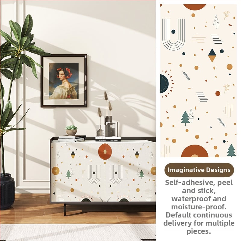 Гардеробен влагоустойчив против мухъл самозалепващ стикер с растителен мотив (PVC, 1 бр., стил френски, плосък стенен стикер; подходящ за всекидневна, спалня, кабинет, кухня и баня)