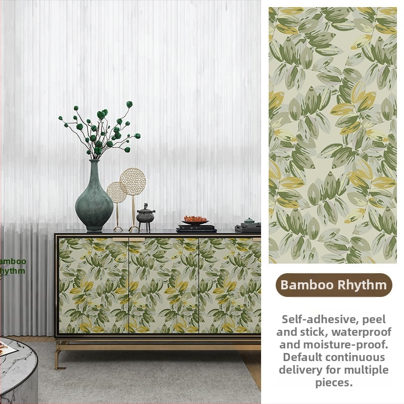 Гардеробен влагоустойчив против мухъл самозалепващ стикер с растителен мотив (PVC, 1 бр., стил френски, плосък стенен стикер; подходящ за всекидневна, спалня, кабинет, кухня и баня)