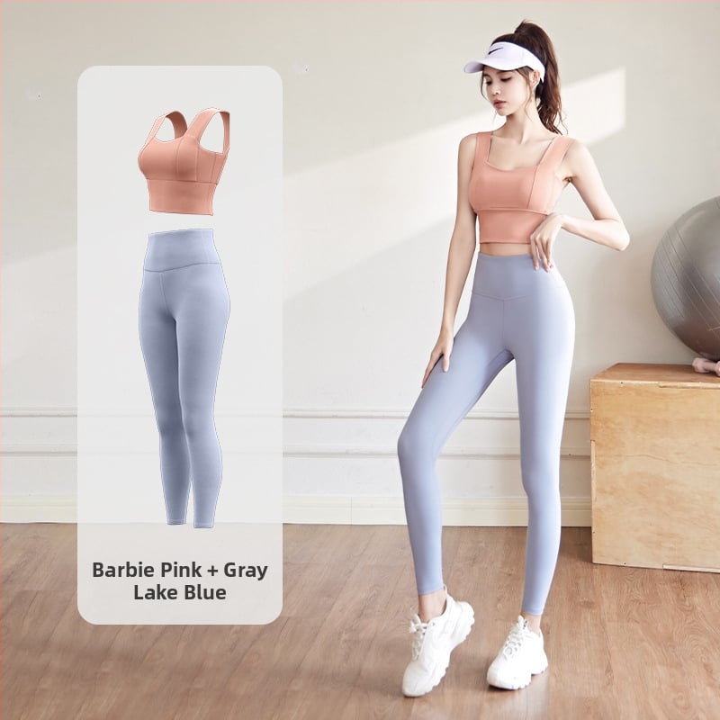 Комплект за йога за жени: спорт топ и панталони; полиестер + спандекс; висока еластичност PU 3.0; с подплънки за бюста; издаден през 2024 г.