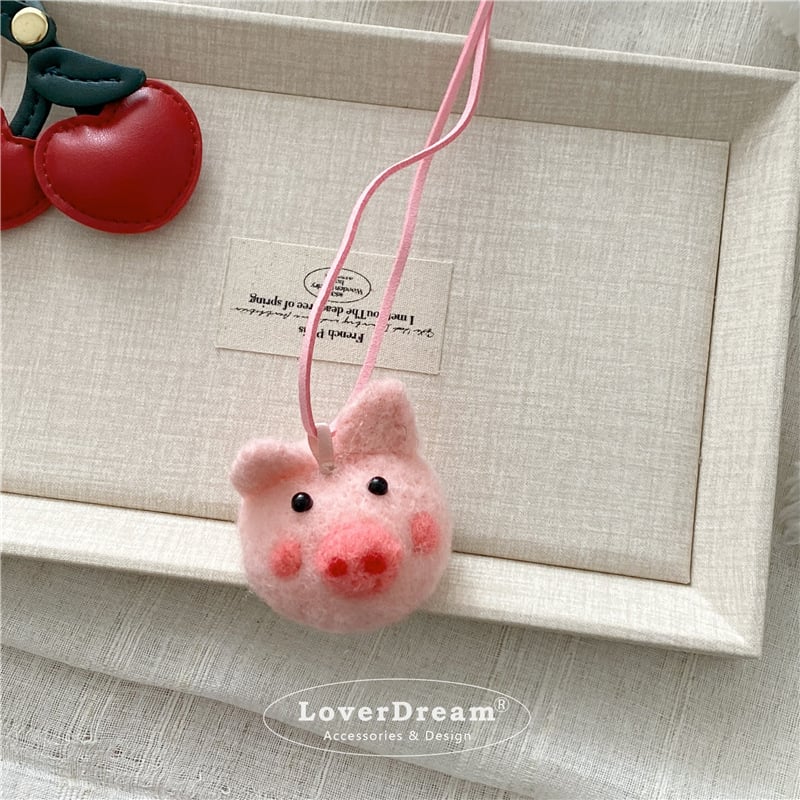 Vaikų kaklo papuošalas su grybų motyvu ir gėlėtu audiniu, mišrios medžiagos, animacinis stilius, pritaikomas