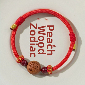 Детска гривна от cinnabar, ръчно преплетена, етно стил, мотив животно/зодия