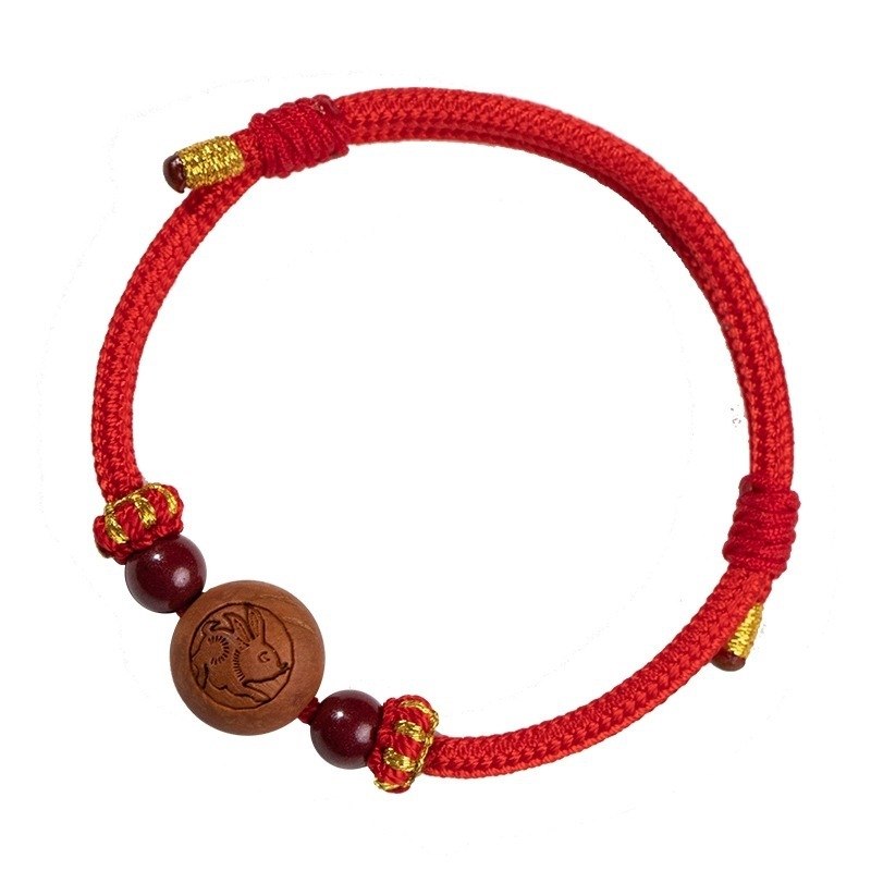 Детска гривна от cinnabar, ръчно преплетена, етно стил, мотив животно/зодия