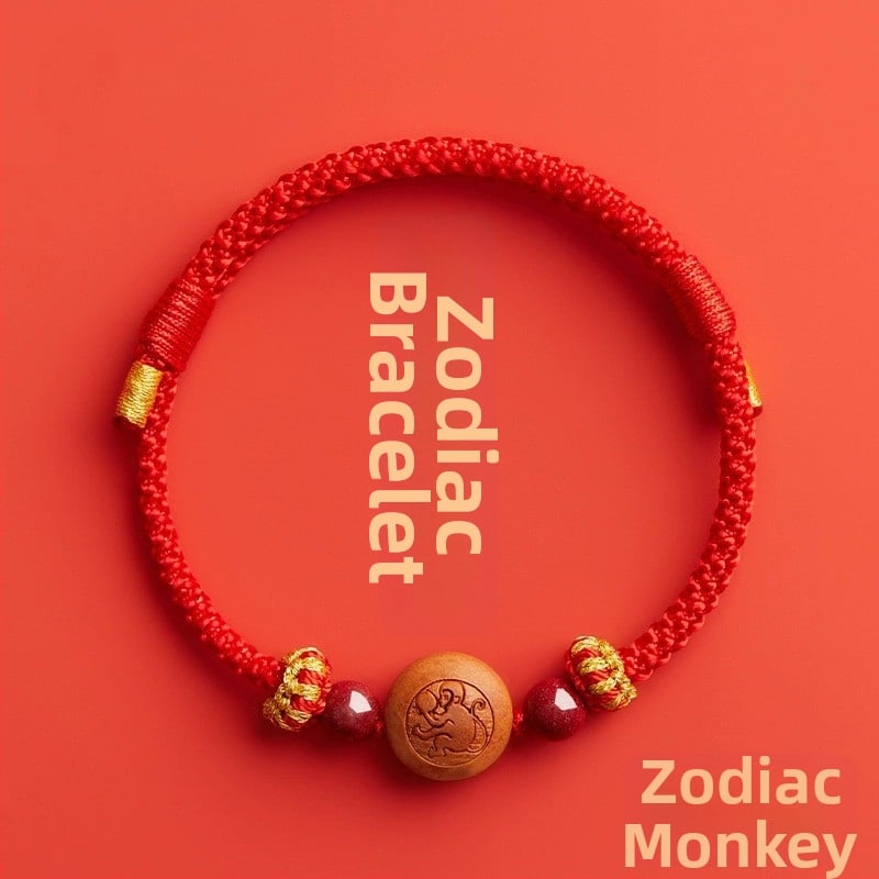 Детска гривна от cinnabar, ръчно преплетена, етно стил, мотив животно/зодия