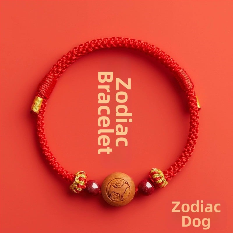 Детска гривна от cinnabar, ръчно преплетена, етно стил, мотив животно/зодия