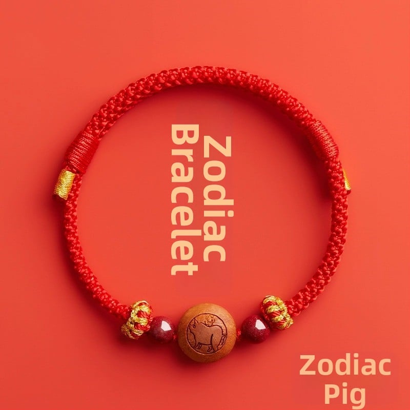 Детска гривна от cinnabar, ръчно преплетена, етно стил, мотив животно/зодия