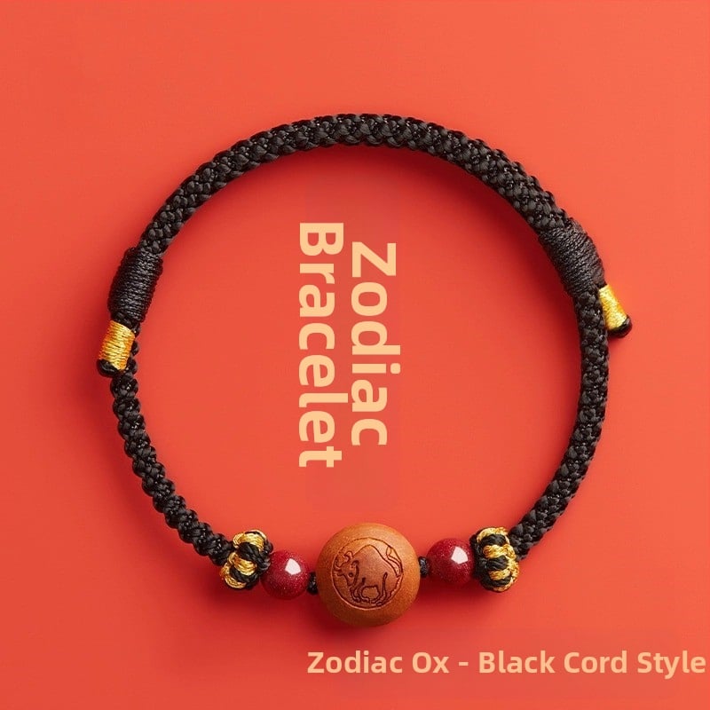 Детска гривна от cinnabar, ръчно преплетена, етно стил, мотив животно/зодия