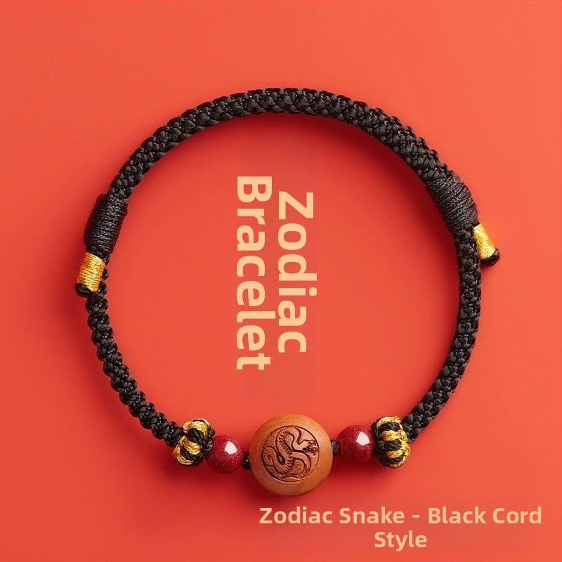 Детска гривна от cinnabar, ръчно преплетена, етно стил, мотив животно/зодия