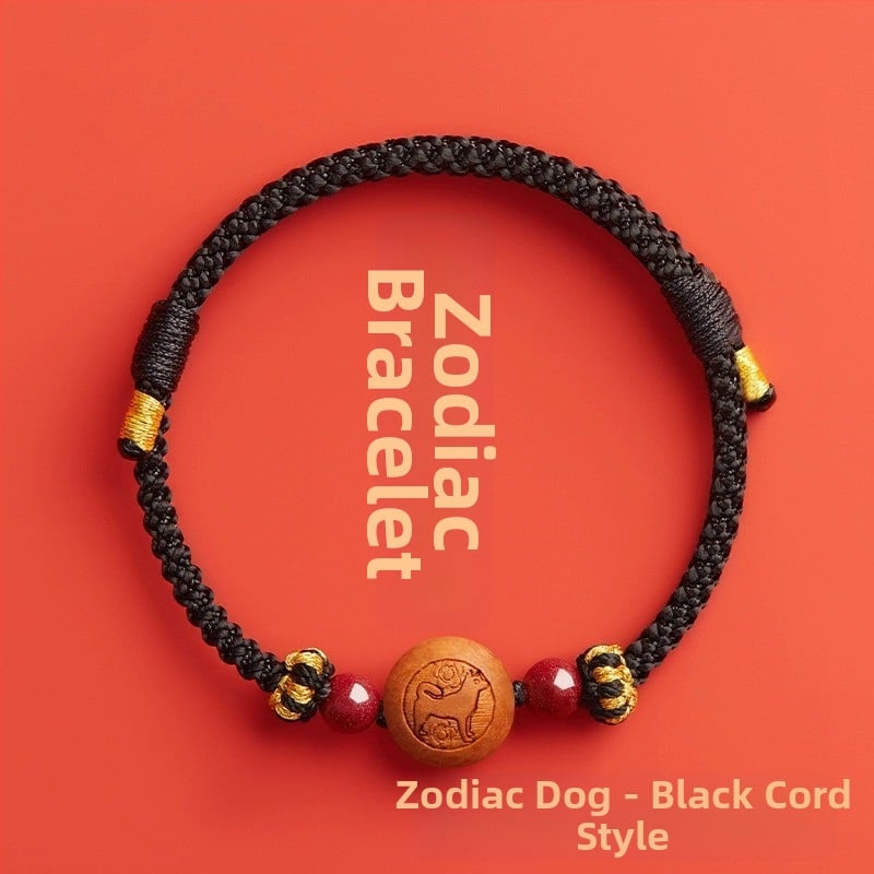 Детска гривна от cinnabar, ръчно преплетена, етно стил, мотив животно/зодия