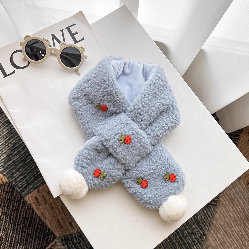 Bērnu šalle no plīša, ziemas sezonai, taisnstūra formā, izšūta, pielāgojama