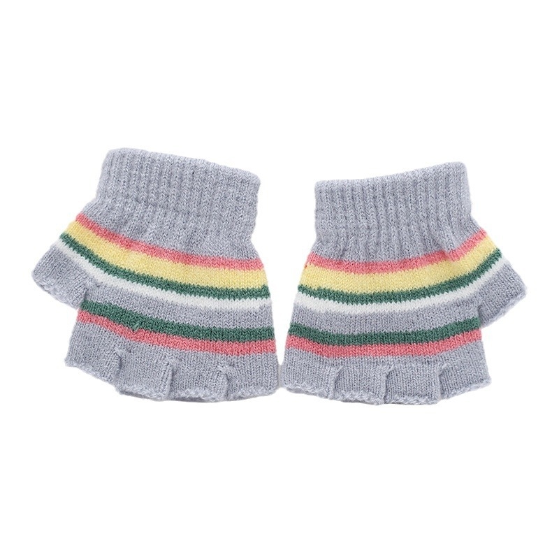 Adītas puspirksta cimdi zīdaiņiem vecumā 0–3 gadi, svītraini silti ziemai, pavasarim un rudenim