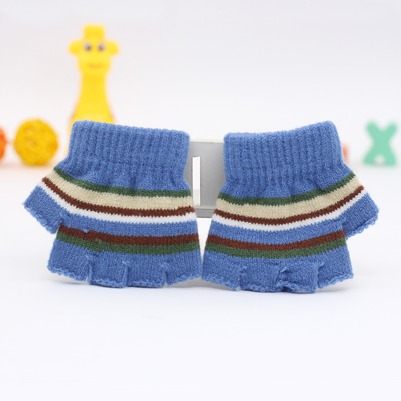 Adītas puspirksta cimdi zīdaiņiem vecumā 0–3 gadi, svītraini silti ziemai, pavasarim un rudenim