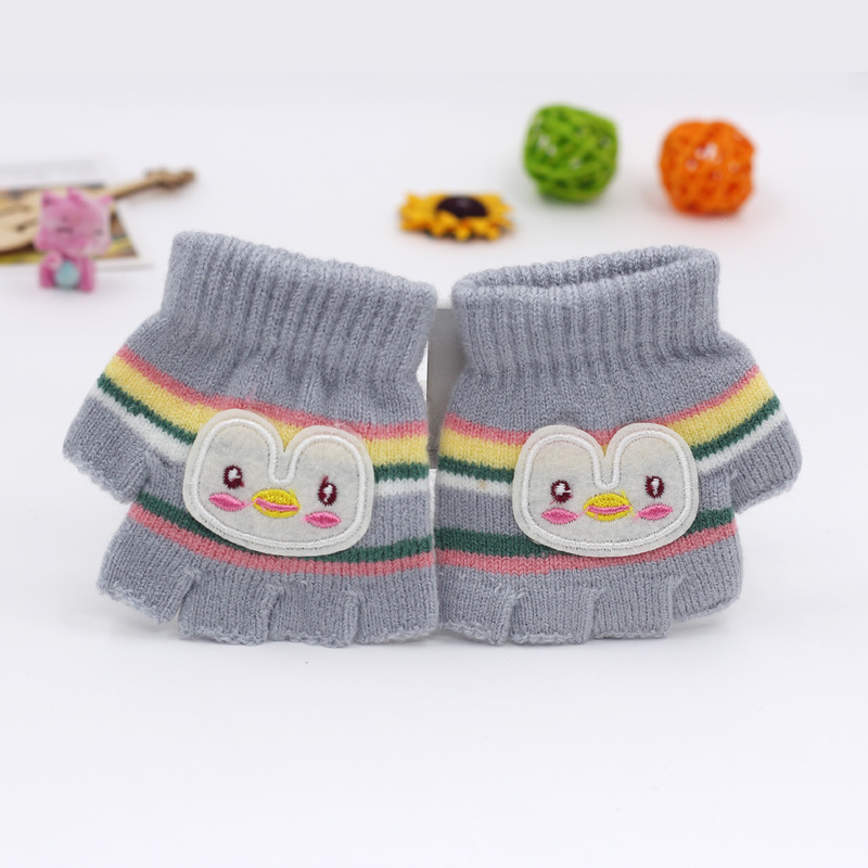 Adītas puspirksta cimdi zīdaiņiem vecumā 0–3 gadi, svītraini silti ziemai, pavasarim un rudenim