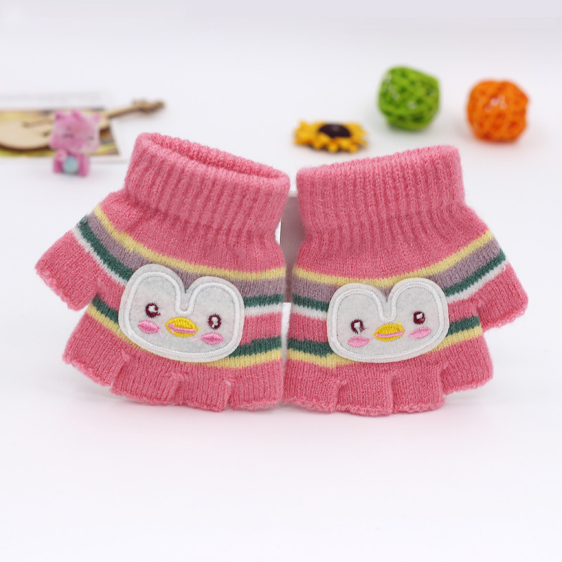 Adītas puspirksta cimdi zīdaiņiem vecumā 0–3 gadi, svītraini silti ziemai, pavasarim un rudenim