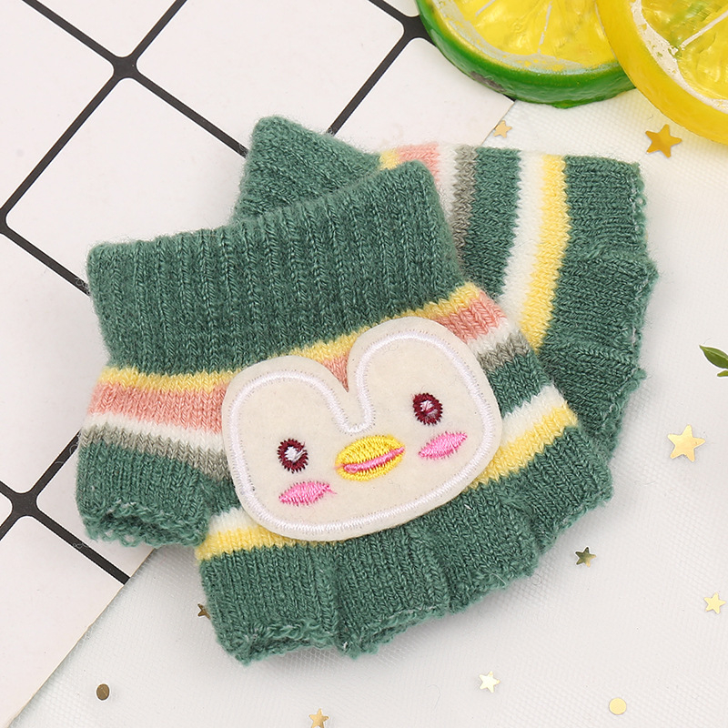 Adītas puspirksta cimdi zīdaiņiem vecumā 0–3 gadi, svītraini silti ziemai, pavasarim un rudenim