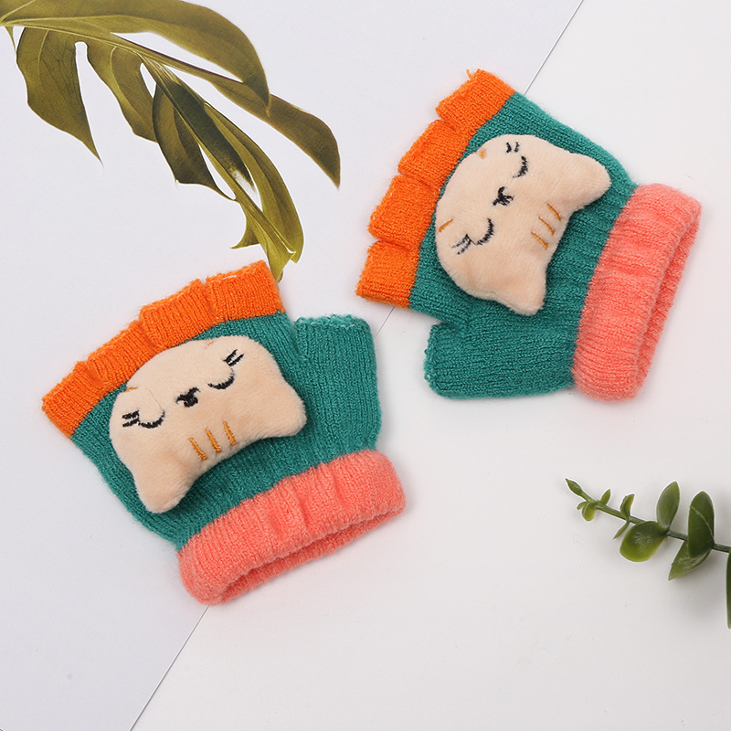 Adītas puspirksta cimdi zīdaiņiem vecumā 0–3 gadi, svītraini silti ziemai, pavasarim un rudenim