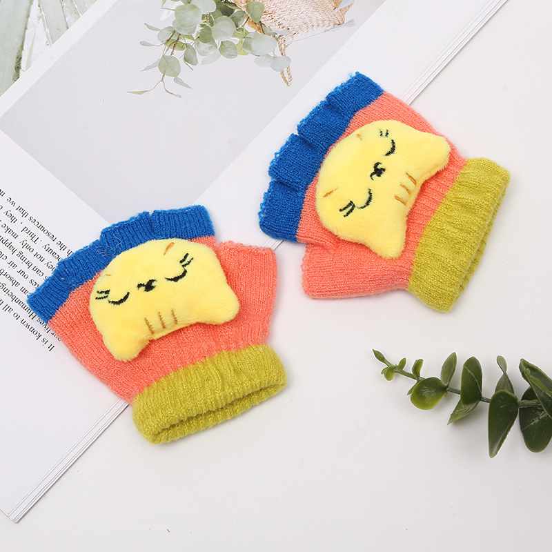 Adītas puspirksta cimdi zīdaiņiem vecumā 0–3 gadi, svītraini silti ziemai, pavasarim un rudenim