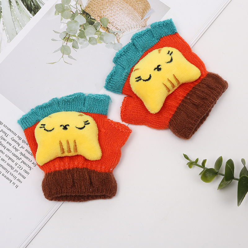 Adītas puspirksta cimdi zīdaiņiem vecumā 0–3 gadi, svītraini silti ziemai, pavasarim un rudenim