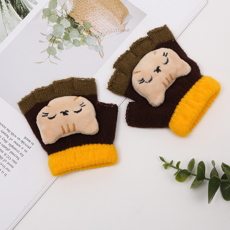 Adītas puspirksta cimdi zīdaiņiem vecumā 0–3 gadi, svītraini silti ziemai, pavasarim un rudenim