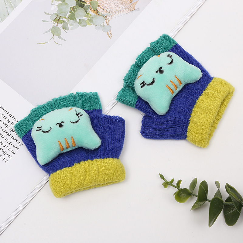 Adītas puspirksta cimdi zīdaiņiem vecumā 0–3 gadi, svītraini silti ziemai, pavasarim un rudenim