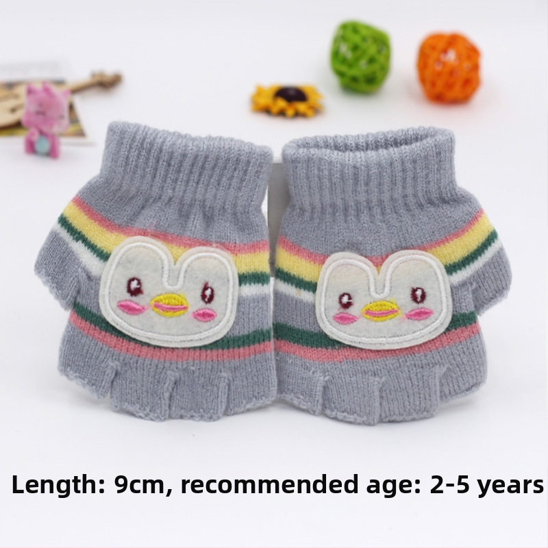 Adītas puspirksta cimdi zīdaiņiem vecumā 0–3 gadi, svītraini silti ziemai, pavasarim un rudenim