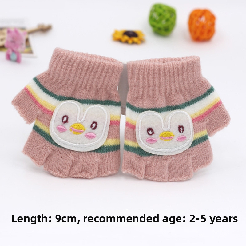 Adītas puspirksta cimdi zīdaiņiem vecumā 0–3 gadi, svītraini silti ziemai, pavasarim un rudenim