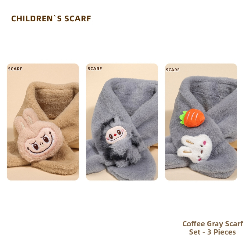 Detský šál s motívom mačky, warp-knit látka, zimné teplo