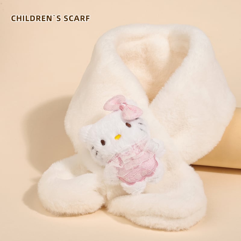 Bērnu šalle ar kaķa rakstu, warp-knit audums, ziemas siltums