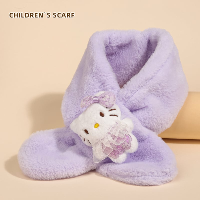 Bērnu šalle ar kaķa rakstu, warp-knit audums, ziemas siltums