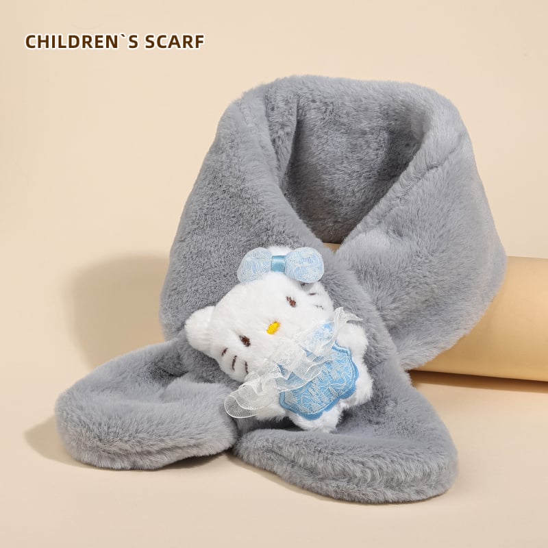 Bērnu šalle ar kaķa rakstu, warp-knit audums, ziemas siltums