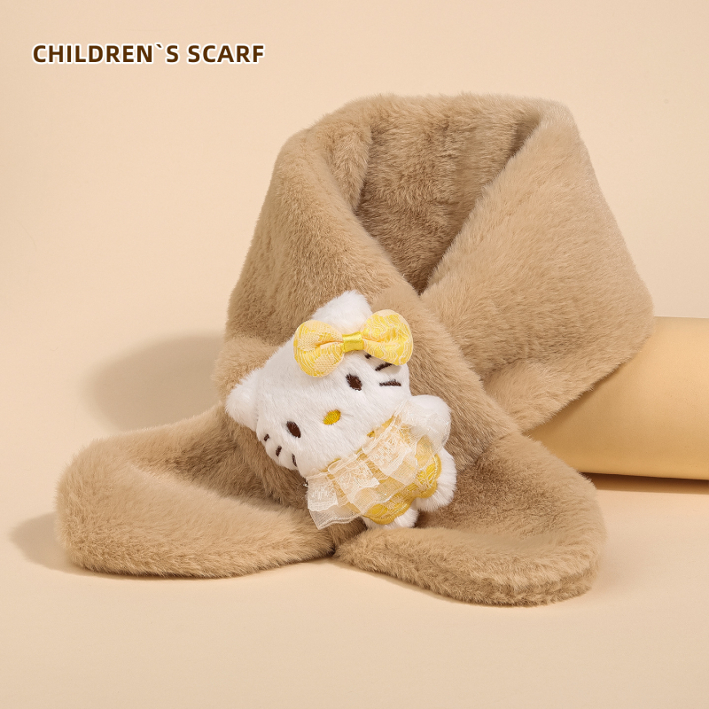 Bērnu šalle ar kaķa rakstu, warp-knit audums, ziemas siltums