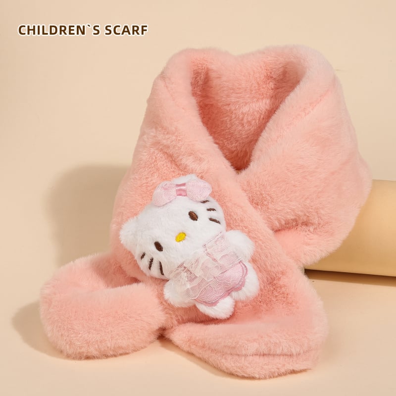 Bērnu šalle ar kaķa rakstu, warp-knit audums, ziemas siltums