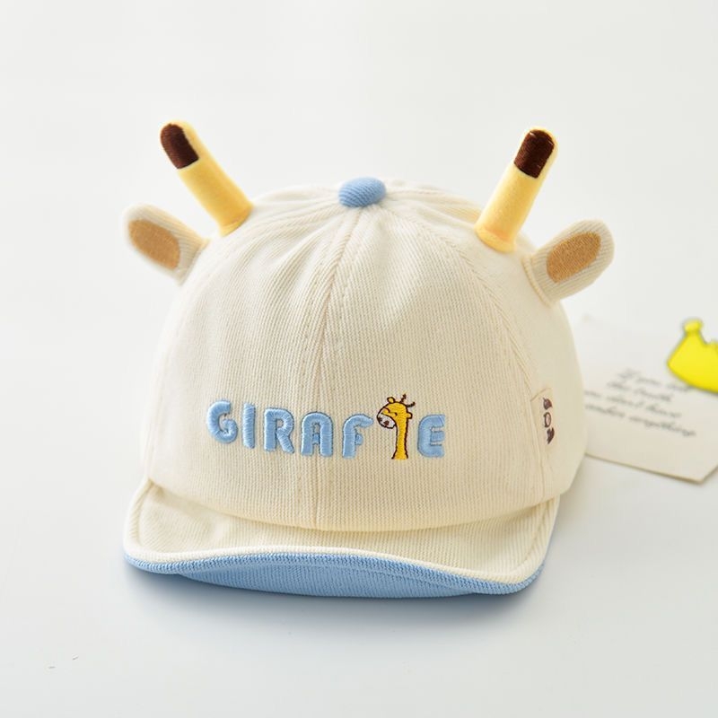 Kūdikio beisbolo kepurė su plačiu snapeliu, vėjo atspari ir šilta, kvėpuojantis poliesteris, siuvinėjimas, mielas animacinis stilius, amžiaus grupė 0–2 m, pavasaris–ruduo