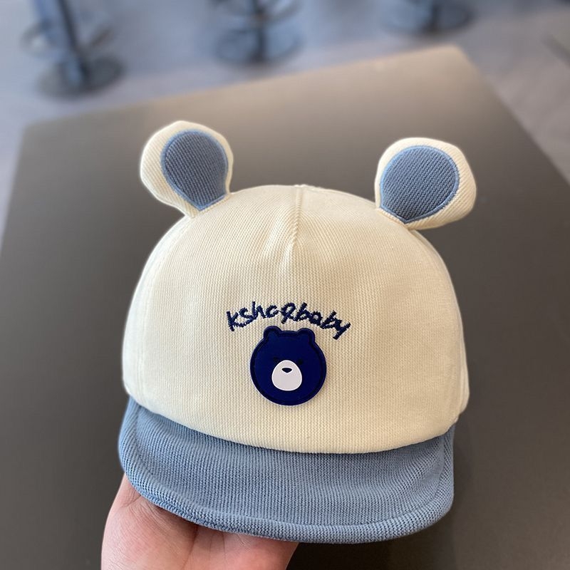 Kūdikio beisbolo kepurė su plačiu snapeliu, vėjo atspari ir šilta, kvėpuojantis poliesteris, siuvinėjimas, mielas animacinis stilius, amžiaus grupė 0–2 m, pavasaris–ruduo