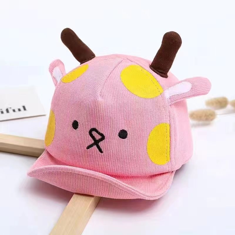 Kūdikio beisbolo kepurė su plačiu snapeliu, vėjo atspari ir šilta, kvėpuojantis poliesteris, siuvinėjimas, mielas animacinis stilius, amžiaus grupė 0–2 m, pavasaris–ruduo
