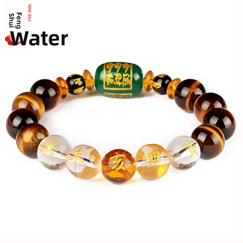 Браслет с тигрово око и зодиакални животни, будистки мъниста, ръчна изработка, унисекс