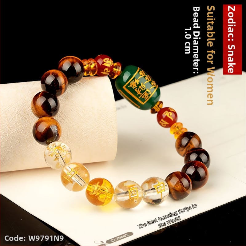 Браслет с тигрово око и зодиакални животни, будистки мъниста, ръчна изработка, унисекс