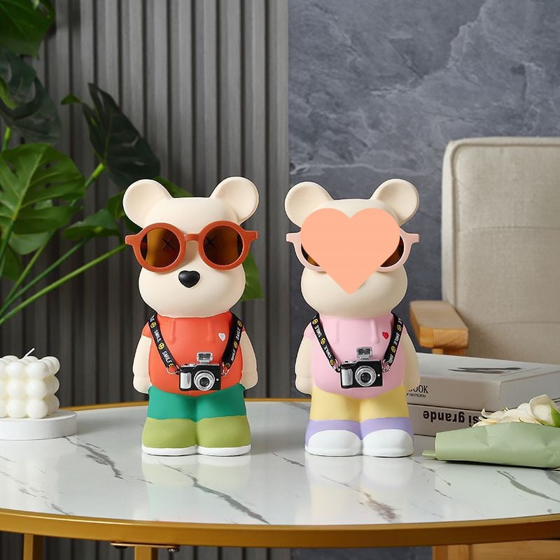 Keraminė meškiuko figūrėlė, nordinio stiliaus dekoras (Medžiaga: keramika; Dovana: asmeninė; Progos: Kalėdos, Gimtadienis)