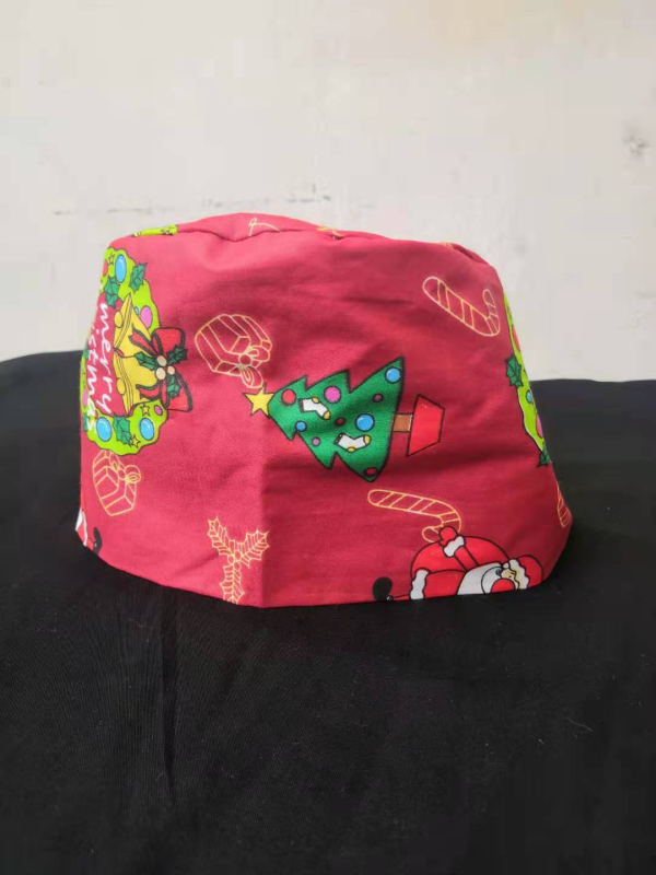 Șapcă chirurgicală unisex, imprimeu floral, poliester-cotton, vârf plat, margine, pentru toate anotimpurile