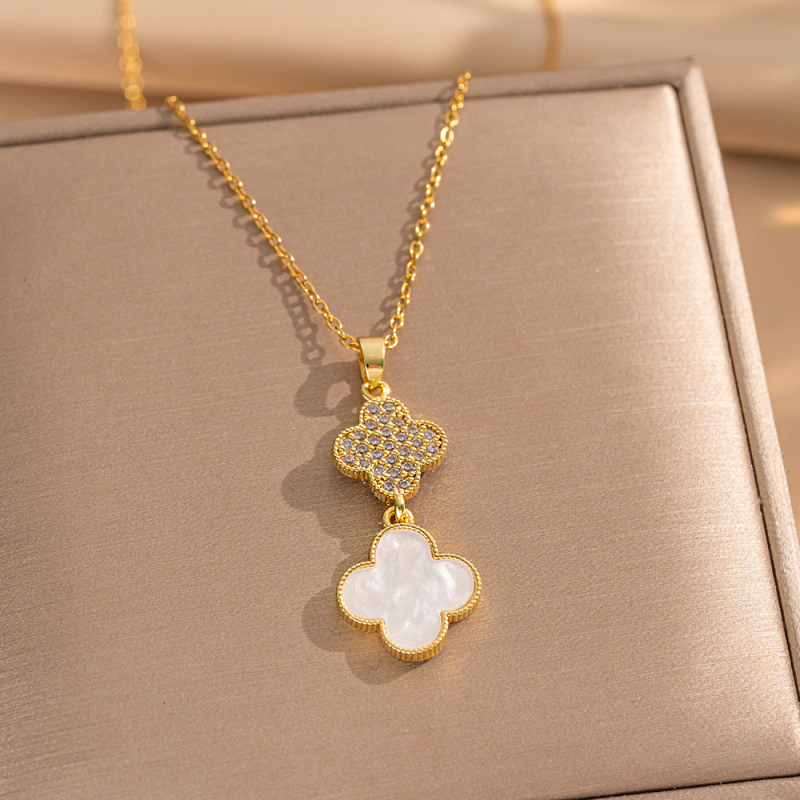 Set de bijuterii geometric: colier și cercei din oțel titan cu acoperire diamantată; lanț O; pandantiv din oțel titan; stil lux ușor.